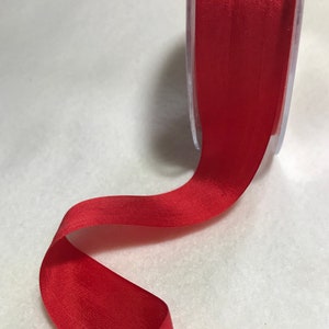 Scarlet Red 25mm/1&quot; Pure Silk Ribbon - Made in France