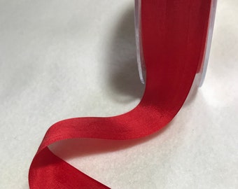 Scarlet Red 25mm/1" Pure Silk Ribbon - Made in France