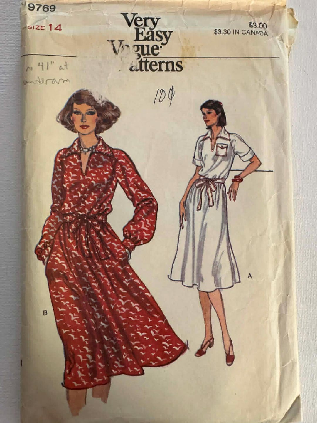Pattern 9769 Vogue Collared Shirtdress With Pockets. Pattern # 9769 Size: 14 - Etsy