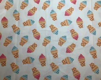 1/2 yard increments Food Truck - Ice Cream Cones Ecru - Paintbrush Studio Cotton Fabric