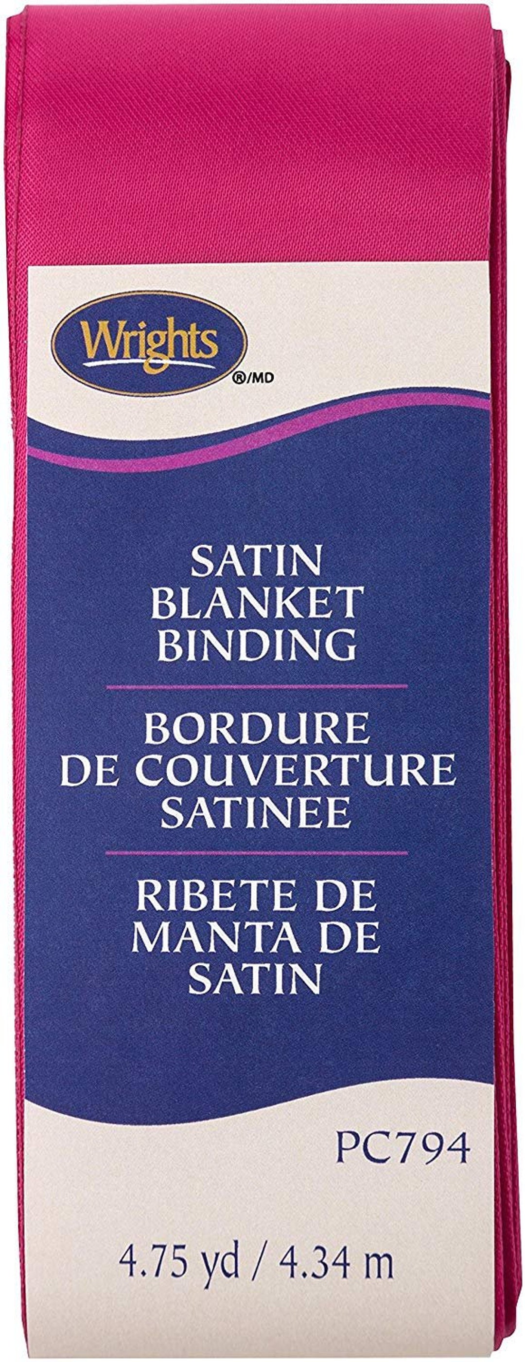 Wrights Blanket Binding, White, 2 Non Bias Satin Blanket Binding For  Sewing And Crafts, 4.75 Yards, 1 Each