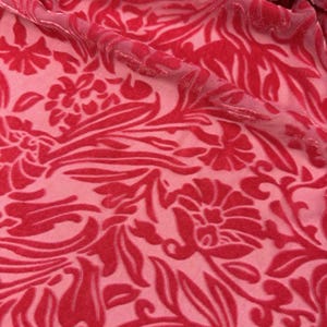 FUCHSIA PINK Floral Burnout Hand Dyed Silk Velvet Fabric