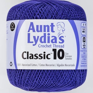 Coats Aunt Lydia&#39;s Crochet Cotton Thread Classic Size 10, Violet (154-119) 350 Yards