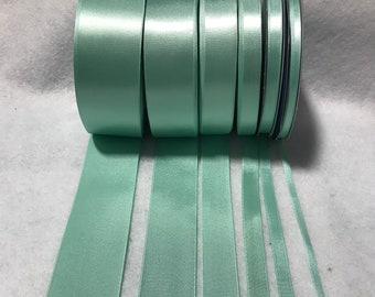 Mint Green Double Sided Satin Ribbon - Made in France (6 Widths to choose from)