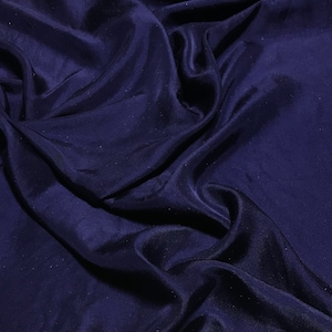 MIDNIGHT BLUE Hand Dyed Silk Twill Fabric image 1