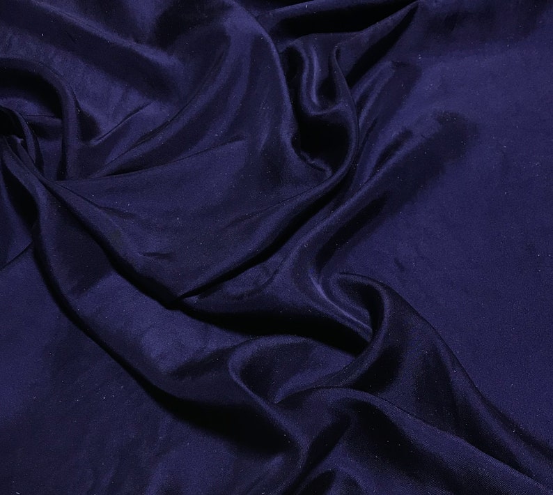 MIDNIGHT BLUE Hand Dyed Silk Twill Fabric image 1