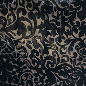 CHOCOLATE BROWN SCROLL - Hand Dyed Burnout Silk Velvet