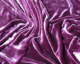 Boysenberry Purple - Hand Dyed Very Plush Long Pile Silk Velvet Fabric