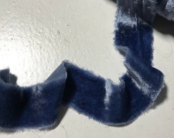 Hand Dyed Denim Blue Silk Velvet Ribbon ( 4 Widths to choose from)