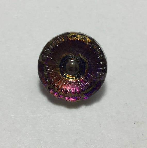 Vintage Glass On Mirror Back Iridescent Purple Pink Image 0
