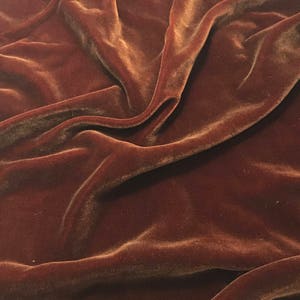 Hand Painted Silk Velvet Fabric - Antique Gold on Burnt Orange