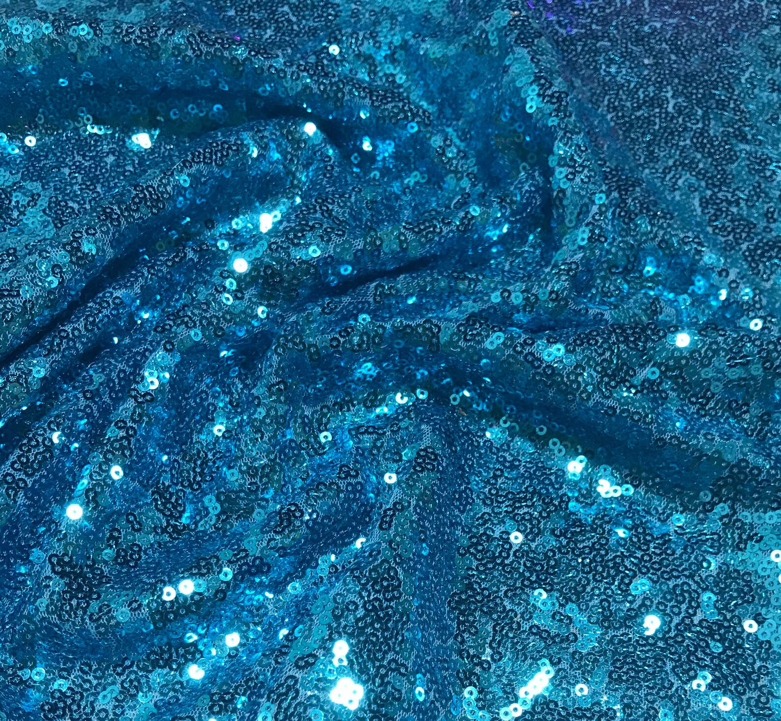 Teal Blue Sequin Spangle Sewn on Mesh Fabric - Etsy