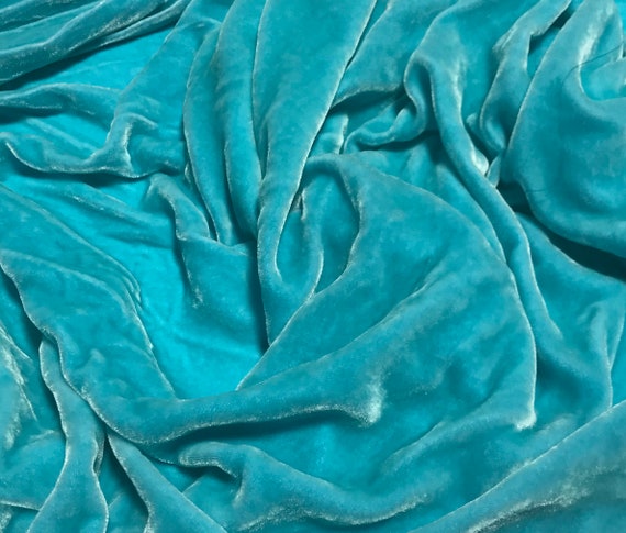 AQUA BLUE Hand Dyed Silk Velvet Fabric - Etsy Ireland
