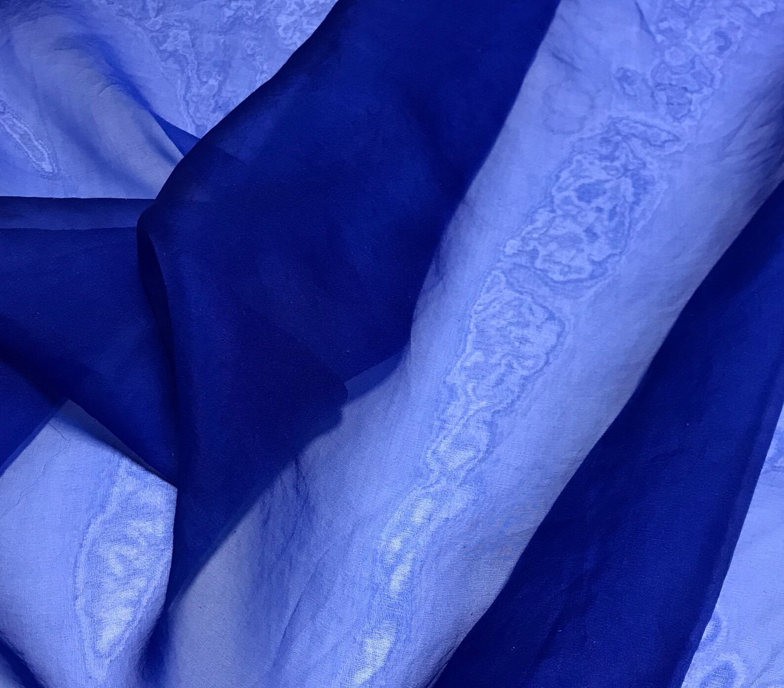 Hand Dyed SAPPHIRE BLUE Tela de seda Organza Etsy