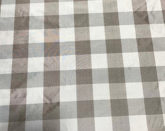 Taupe Check - Silk Taffeta Fabric