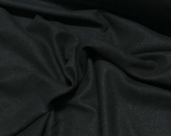 BLACK Raw Silk NOIL Fabric