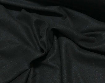 BLACK Raw Silk NOIL Fabric