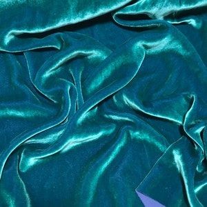 Iridescent AQUA Silk Velvet Fabric