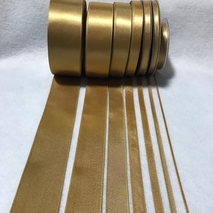 Gold Double Sided Satin Ribbon - Made in France (7 Widths to choose from)