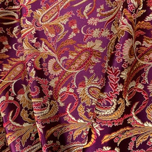 Gold/Burgundy/Paisley Silk Brocade JV-1575 Fabric main image 1