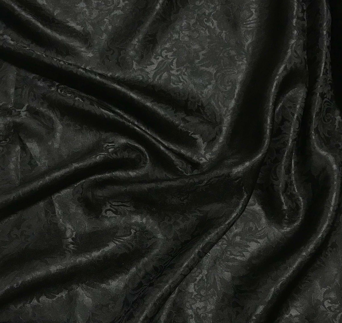 Black Baroque Scroll Silk Jacquard Fabric - Etsy