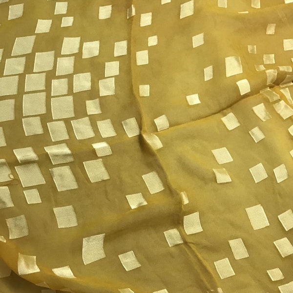 Burnout Devore Satin Fabric - Honey Mustard Hand Dyed Squares