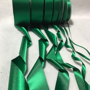 Emerald Green Double Sided Satin Ribbon Made in France 7 Widths to choose from image 3