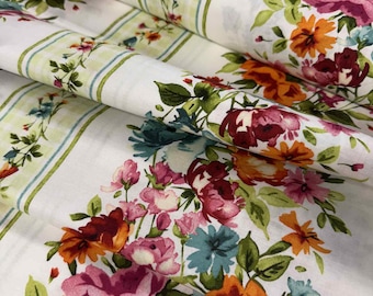 Bloom On by Maywood Studio 100% Cotton Fabric - Floral Stripe