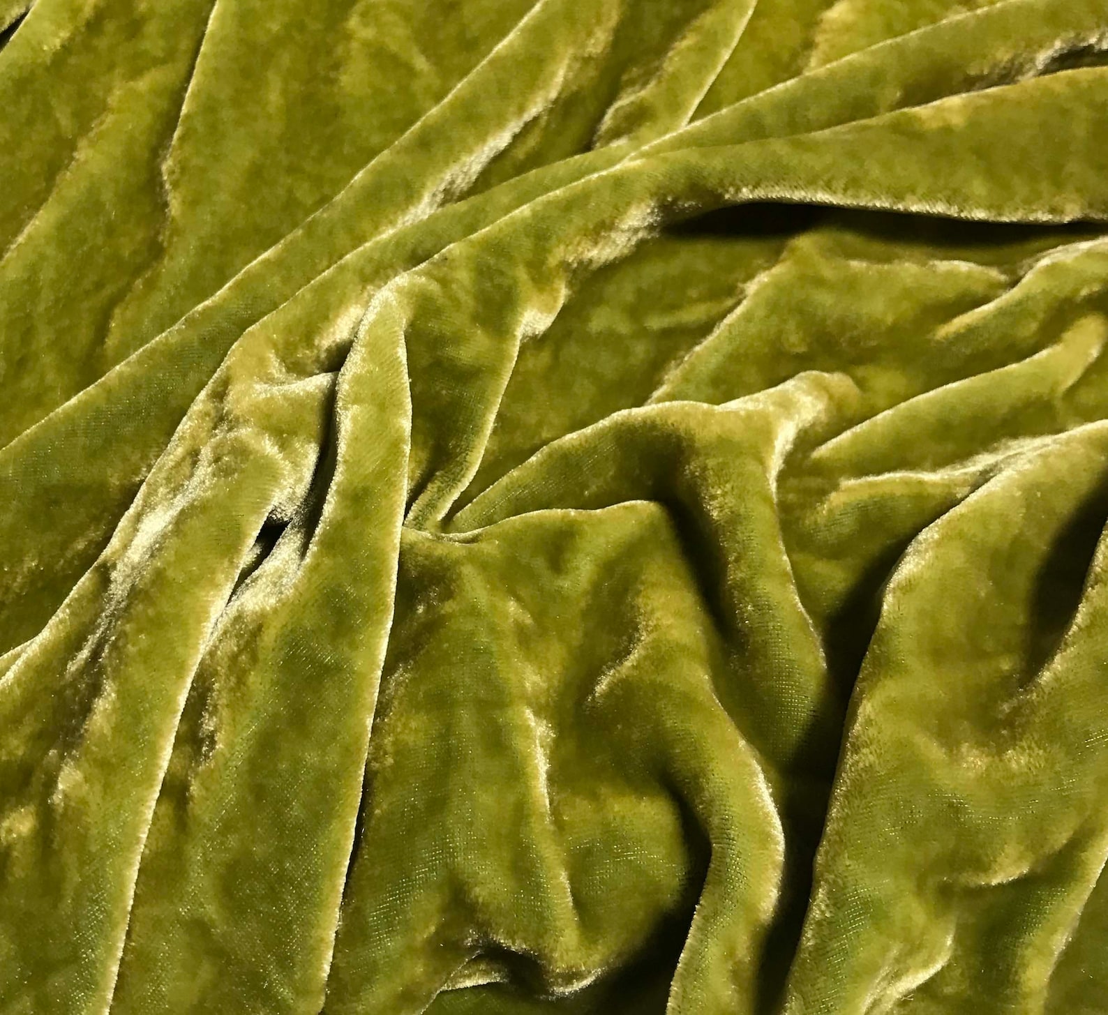 YELLOW GREEN Hand Dyed Silk Velvet Fabric Etsy