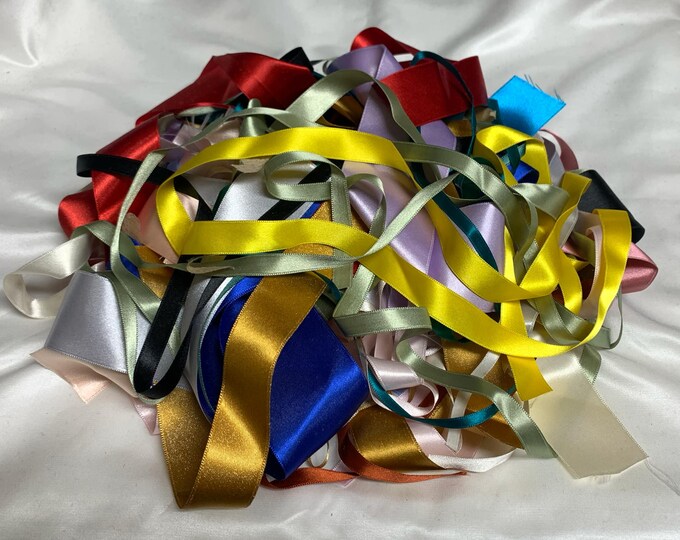 Huge French Double Sided Satin Ribbon Remnant Scrap Bag Made in France ...