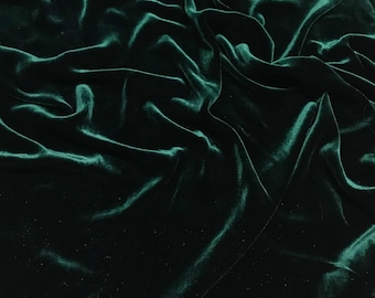 DARK GREEN Silk Velvet Fabric