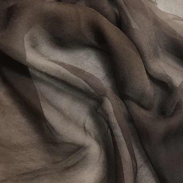 Hand Dyed MAHOGANY BROWN - Silk Gauze Chiffon Fabric