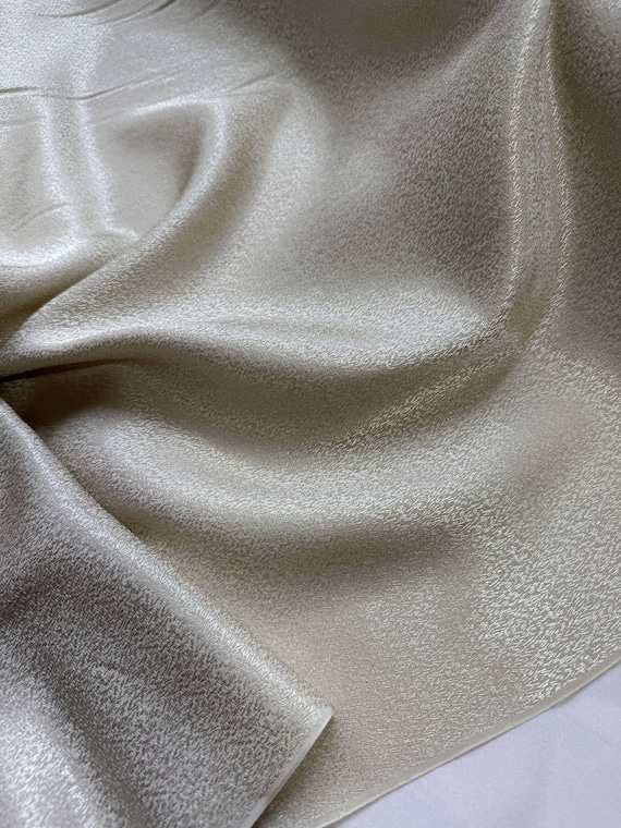 beige silk fabric - Beige Crackle - 100% Silk Jacquard Fabric