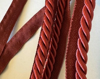 Rust Red Lip Cord Braid Gimp Trim 5/16" wide x 3 Yard increments