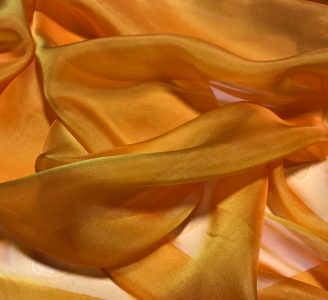 Gold Orange Red Iridescent Silk Chiffon IC-025 Fabric main image 1