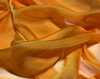 Golden Orange - Irisierende Seide Chiffon Stoff