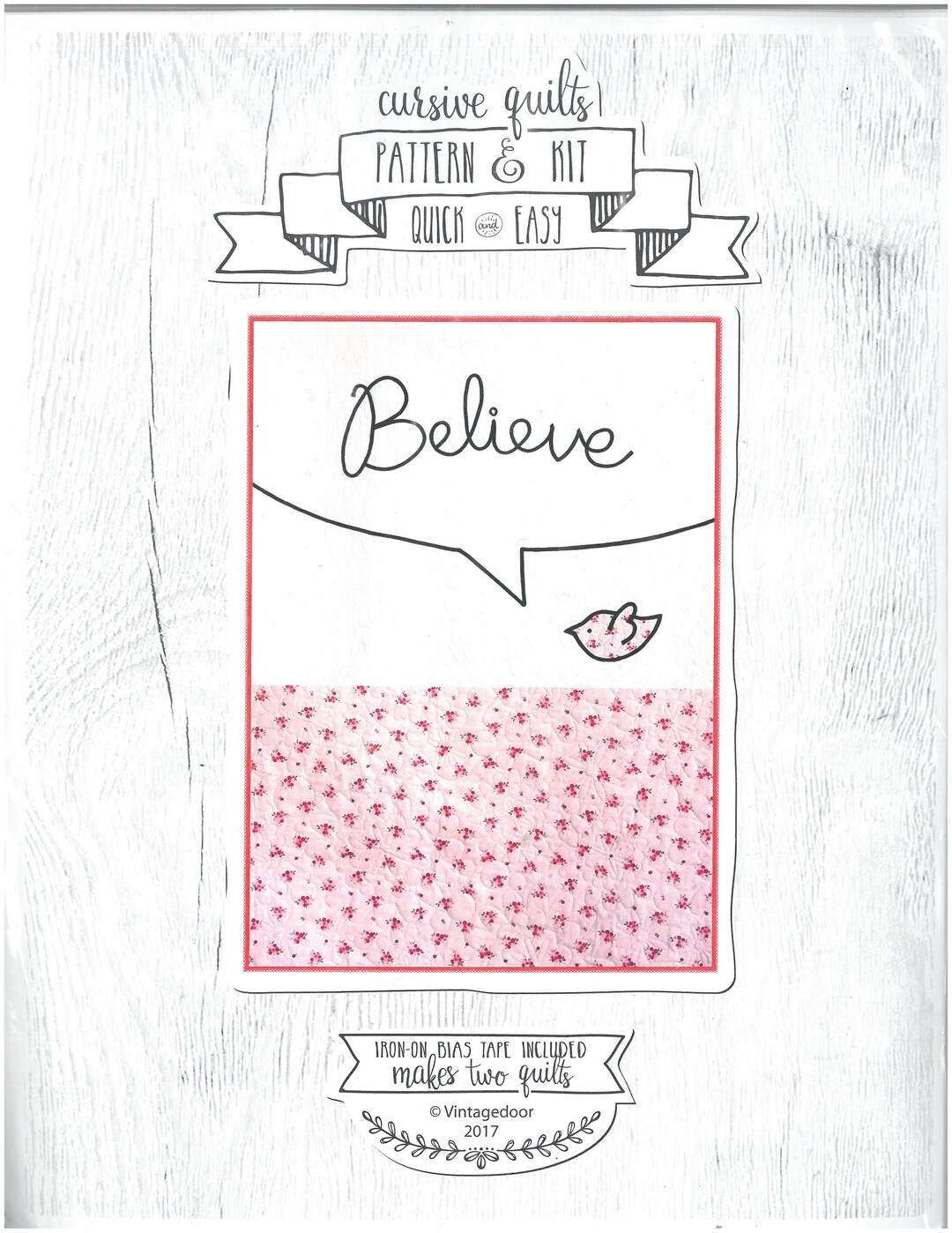Believe - Cursive Quilts Pattern & Kit W/ Bias Tape - Vintage Door - Etsy