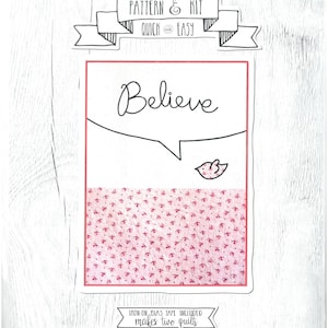Believe - Cursive Quilts Pattern & Kit W/ Bias Tape - Vintage Door - Etsy