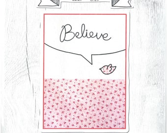 Believe - Cursive Quilts Pattern & Kit w/ Bias Tape - Vintage Door