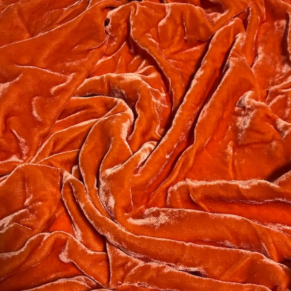 DEEP ORANGE Hand Dyed Silk Velvet Fabric