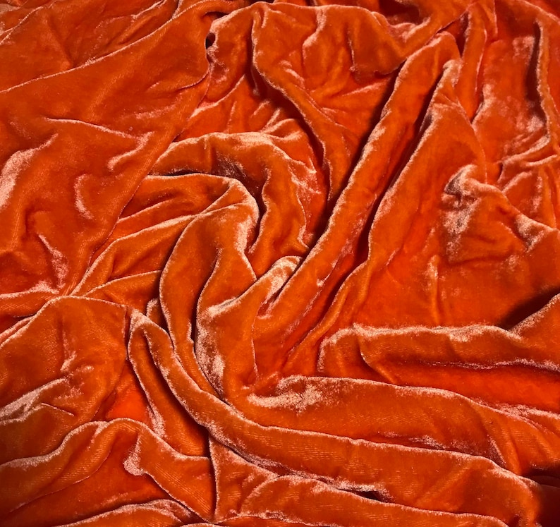 DEEP ORANGE Hand Dyed Silk Velvet Fabric Etsy