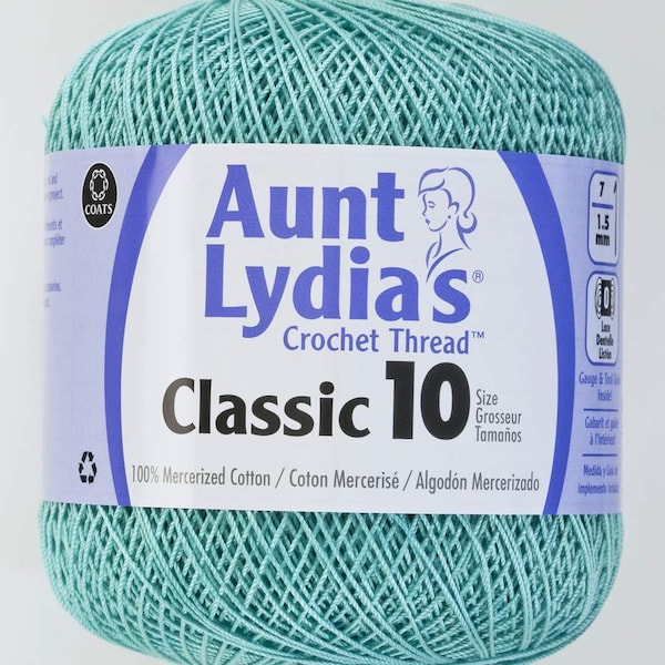 Jassen tante Lydia's gehaakte katoenen draad klassieke maat 10, Aqua (154-450) 350 yards