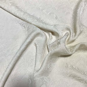 Hand Dyed Ecru Paisley - Silk Jacquard Fabric