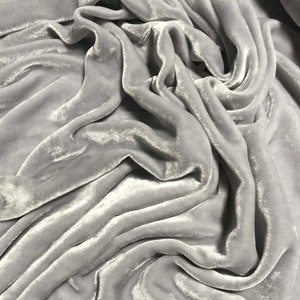 SILVER Hand Dyed Silk Velvet Fabric
