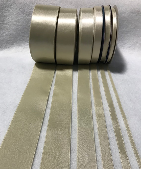 taupe none - Taupe Double Sided Satin Ribbon - Made in France (6 Widths to choose from)