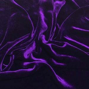 AUBERGINE PURPLE Silk Velvet Fabric