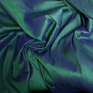 Royal Blue & Emerald Green - 100% Silk Dupioni Fabric