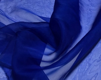 Hand Dyed SAPPHIRE BLUE - Silk Organza Fabric