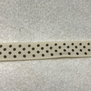 Natural with Black Polka Dot 100% Cotton Ribbon Trim Made in France 9/16&quot; wide