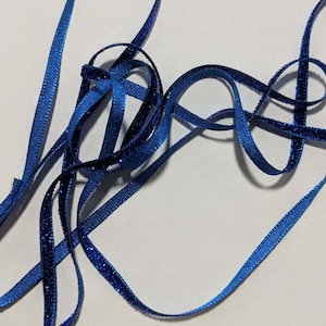 French VELVET Ribbon Lurex Metallic ROYAL BLUE 2 yards x 5mm 1/4 inch